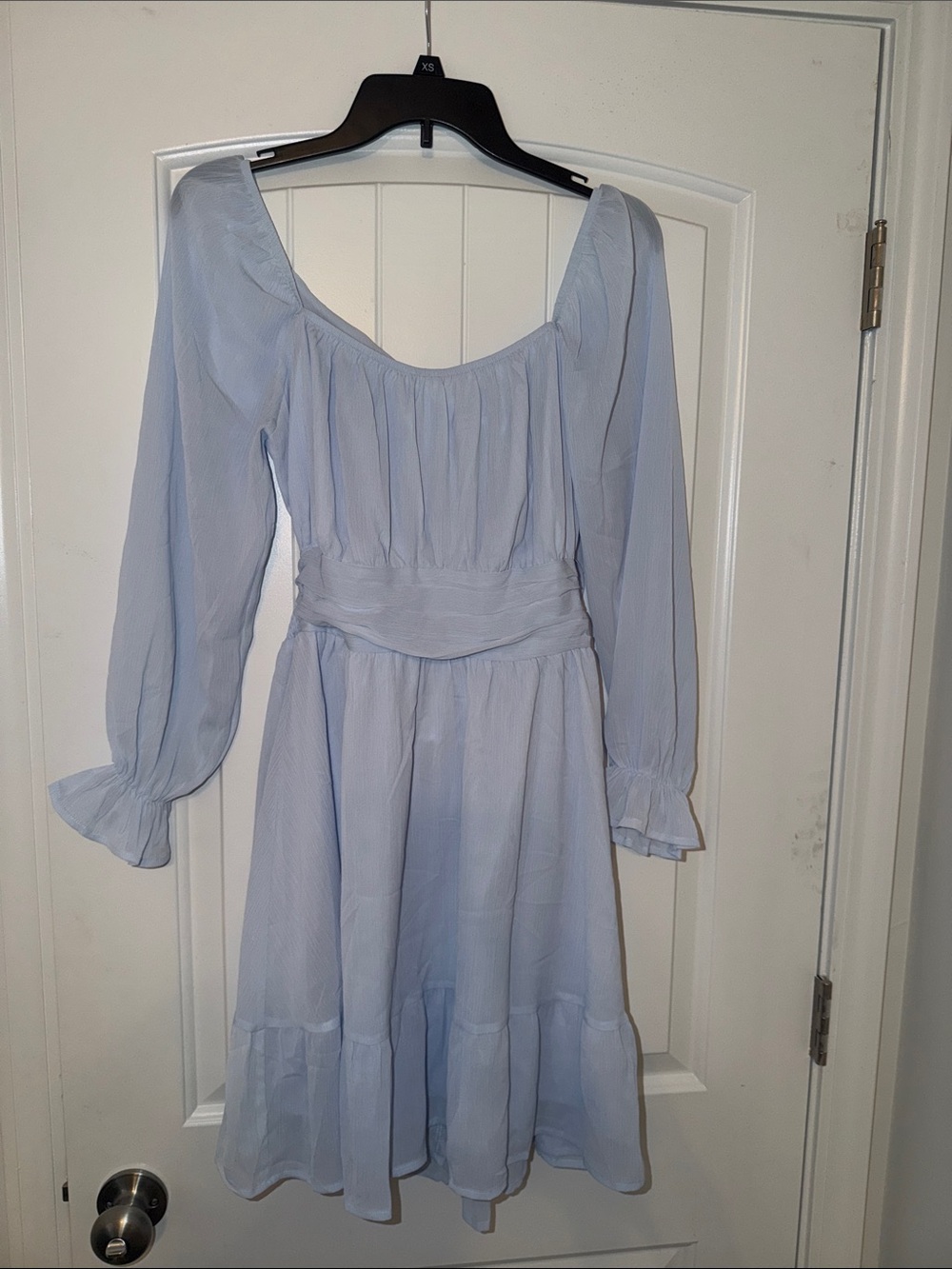 Light Blue Long-Sleeve Peasant Dress